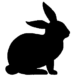 Silhouette of rabbit that serves as the logo for Tin Bunny Trading Company